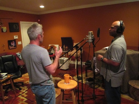 Jan Hrkach & J Donte prepping for vocal recording